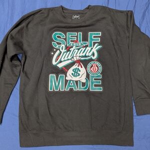 Black Graphic Crewneck Sweater for Men